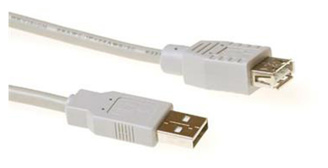 ACT USB 2.0 A male - USB A female ivory  1,80 m