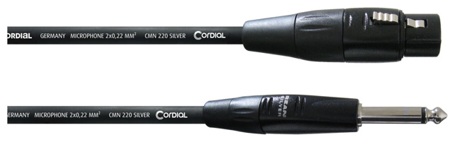 CORDIAL 5,0 m, REAN XLR female black / plug 6,3 mm mono black