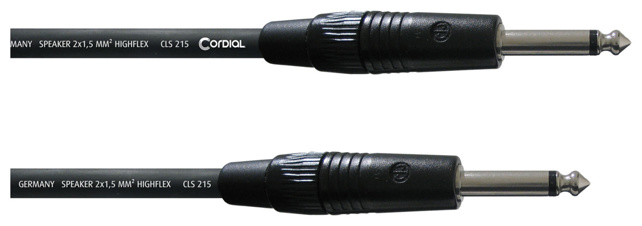 CORDIAL 3,0 m CLS 215, NEUTRIK 2 x plug 6,3 mm mono black