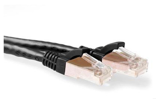 ACT Black 2 meter SFTP CAT6A patch cable snagless with RJ45 connectors