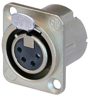 NEUTRIK NC4FD-LX 4 pole XLR female D-size chassis connector, Nickel housing & Silver contacts