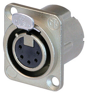 NEUTRIK NC5FD-LX 5 pole XLR female D-size chassis connector, Nickel housing & Silver contacts