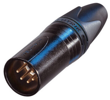 NEUTRIK NC5MXX-B 5 pole XLR male cable connector, Black housing & Gold contacts