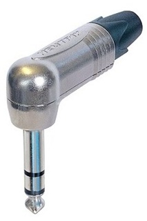 NEUTRIK NP3RX 1/4" right angle plug (6.35mm male jack), 3 pole (Stereo), Nickel shell & contacts