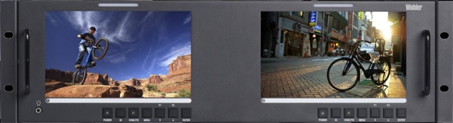 WOHLER Dual 7.0" Widescreen LCD Video Monitor, Dual Input 3G/HD/SD-SDI, Composite. Audio/Video Metering. 3RU.