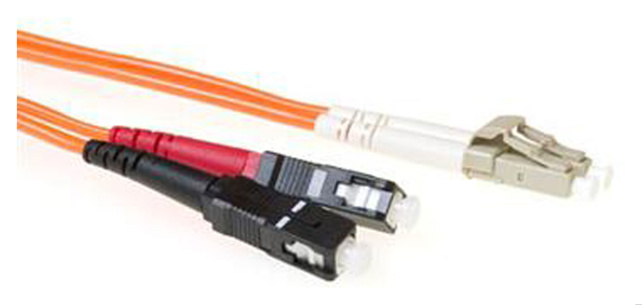 ACT 2 meter LSZH Multimode 62.5/125 OM1 fiber patch cable duplex with LC and SC connectors