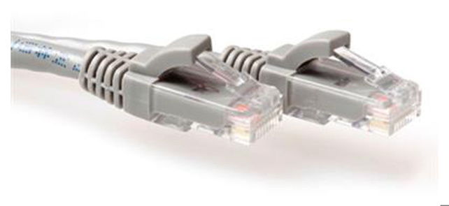 ACT Grey 1 meter U/UTP CAT6A patch cable snagless with RJ45 connectors