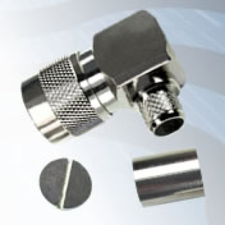 GIGATRONIX N Type Crimp Right Angle Plug, Nickel Plated, RG214