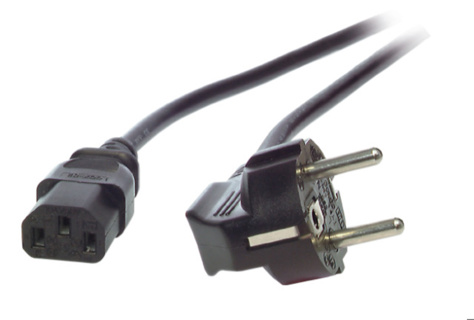 EFB Power Cable Schuko 90°-C13 180 °, black, 0.75 m, 3 x 0.75 mm²