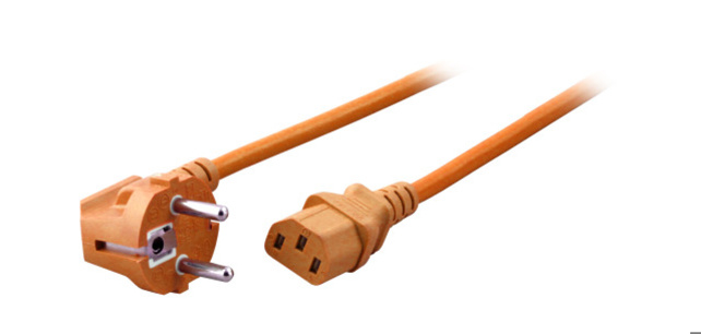 EFB Power Cord Schuko 90°-IEC C13, 1.8m, orange