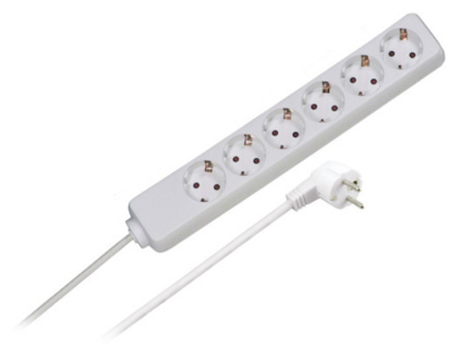 EFB 6-way Socket Strip, white w/o switch, 1,5m 1,5mm²