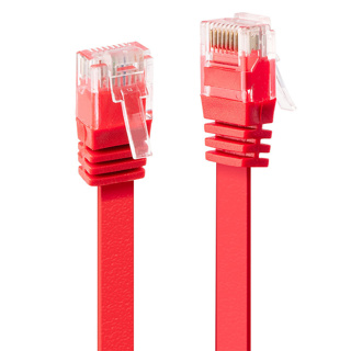 LINDY 0.3m Cat.6 U/UTP Flat Network Cable, Red