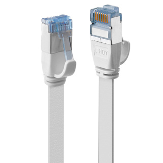LINDY 1m Cat.6A U/FTP Flat Network Cable, White