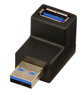 LINDY USB 3.0 90 Degree Down Type A Male to A Female Right Angle Adapter