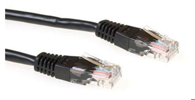 ACT Black 2 meter U/UTP CAT5E patch cable with RJ45 connectors