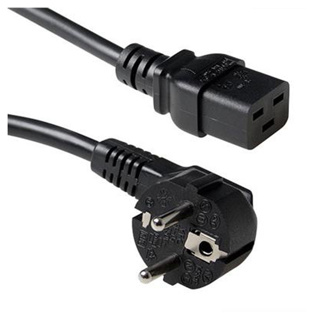 AK5185 ACT Powercord mains connector CEE 7/7 male (angled) - C19 black 1.8 m