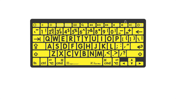 LOGIC KEYBOARD XLPrint Bluetooth Black on Yellow UK