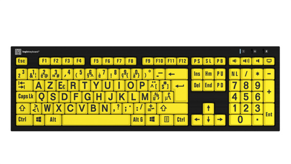 LOGIC KEYBOARD XLPrint NERO PC Black on Yellow BE