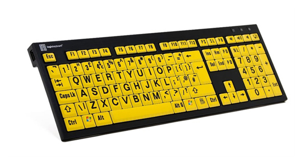 LOGIC KEYBOARD XLPrint NERO PC Black on Yellow UK