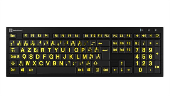 LOGIC KEYBOARD XLPrint NERO PC Yellow on Black BE