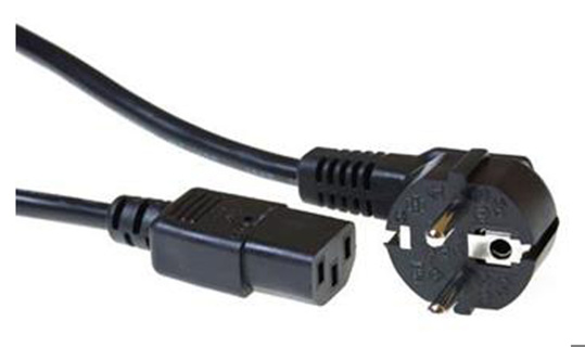 AK5010 ACT Powercord mains connector CEE 7/7 male (angled) - C13 black 2.5 m