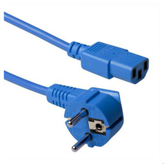 ACT Powercord mains connector CEE 7/7 male (angled) - C13 blue 1.8 m