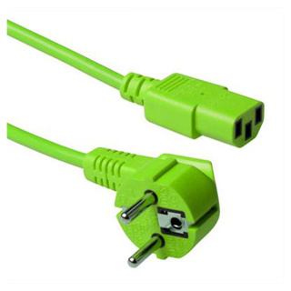 ACT Powercord mains connector CEE 7/7 male (angled) - C13 green 1.2 m