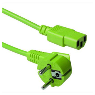 ACT Powercord mains connector CEE 7/7 male (angled) - C13 green 1.8 m