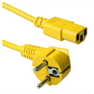 ACT Powercord mains connector CEE 7/7 male (angled) - C13 yellow 0.6 m