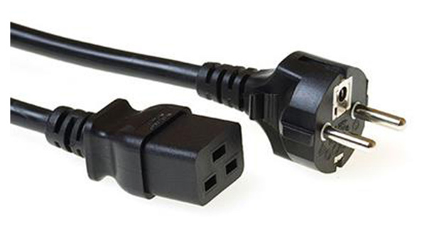 AK5147 ACT Powercord mains connector CEE 7/7 male (straight) - C19 black 1 m