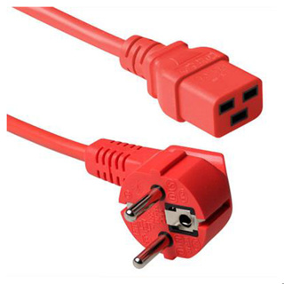 ACT Powercord mains connector CEE 7/7 male (angled) - C19 red 1.2 m