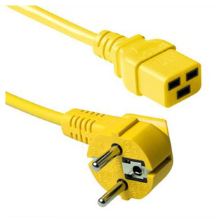 ACT Powercord mains connector CEE 7/7 male (angled) - C19 yellow 3 m