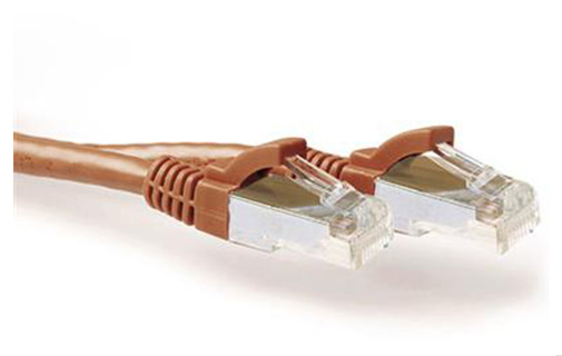 ACT Brown 20.00 meter SFTP CAT6A patch cable snagless with RJ45 connectors