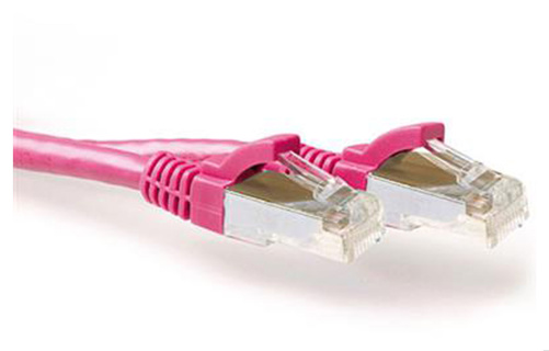 ACT Pink 1.00 meter SFTP CAT6A patch cable snagless with RJ45 connectors