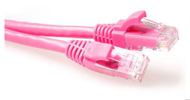 ACT Pink 3 meter U/UTP CAT6A patch cable snagless with RJ45 connectors