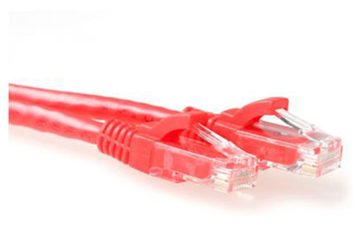 ACT Red 10 meter U/UTP CAT6A patch cable snagless with RJ45 connectors