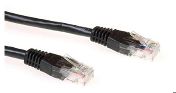 ACT Black 15 meter U/UTP CAT6A patch cable with RJ45 connectors