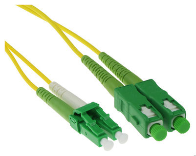 ACT 1 meter LSZH Singlemode 9/125 OS2 fiber patch cable duplex with LC/APC8 and SC/APC8 connectors