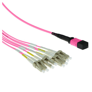 ACT 2 meter Multimode 50/125 OM4 fanout patchcable 1 X MTP female - 4 X LC duplex 8 fibers