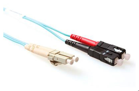 ACT 2 meter LSZH Multimode 50/125 OM3 fiber patch cable duplex with LC and SC connectors