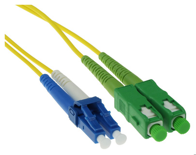 ACT 50 meter LSZH Singlemode 9/125 OS2 fiber patch cable duplex with SC/APC and LC/UPC connectors