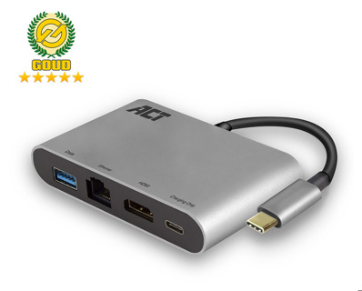 ACT USB-C docking station for 1 HDMI monitor, ethernet, USB-A, PD pass-through