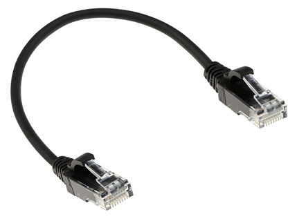 ACT Black 0.5 meter LSZH U/UTP CAT6 datacenter slimline patch cable snagless with RJ45 connectors