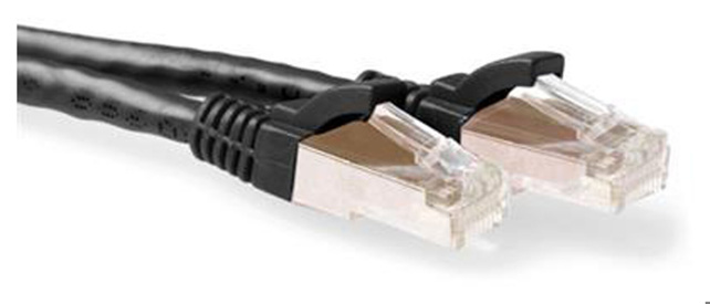 ACT Black 1 meter LSZH SFTP CAT6A patch cable snagless with RJ45 connectors