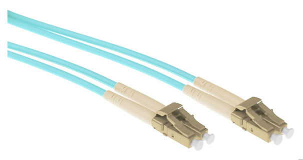 ACT 15 meter multimode 50/125 OM3 duplex armored fiber patch cable with LC connectors