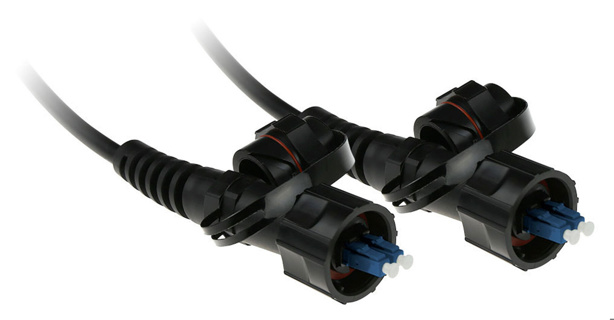 ACT 10 meter singlemode 9/125 OS2 duplex fiber patch cable with IP67 LC connectors
