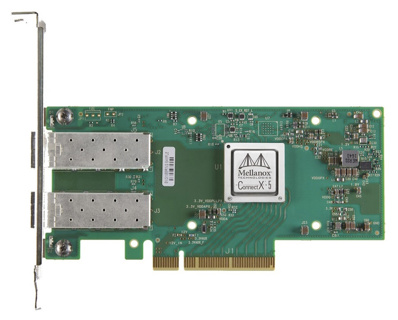 NVIDIA Mellanox ConnectX-5 EN network interface card, 10/25GbE dual-port SFP28, PCIe3.0 x8, tall bracket