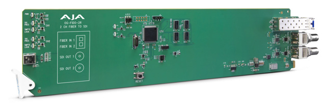 AJA OG-FIDO-2R 2-channel single mode LC-fiber to 3G-SDI receiver, dashboard support