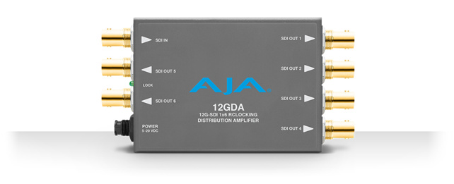 AJA 12GDA 1x6 12G/6G/3G/1,5G-SDI reclocking distribution amplifier