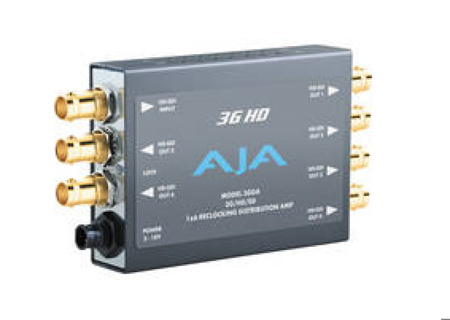 AJA 3GDA 3G/HD/SD reclocking distribution amplifier, 1x6